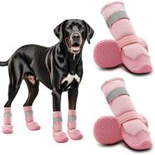 Local Delivery-Rainy Weather, Outdoor Anti-Slip Sole Dog Booties For Hardwood Floor Pink-Leg 5  Dog Shoes, Dog Boots & Paw Protectors For Winter Snowy Days - Pink-Leg - View 2