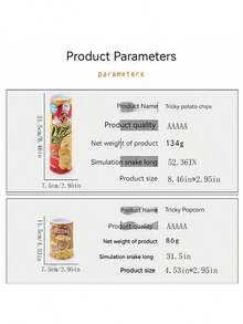 2025新品 - 薯片蛇玩具，恶作剧跳蛇，趣味新奇礼物，逼真蛇玩具，适合愚人节、情人节、生日、节日礼物