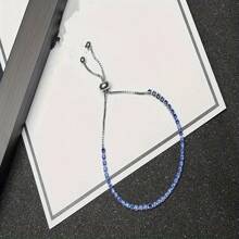 Fashionable Minimalist Single Row Crystal Bracelet For Women, Multi-Color Luxury Adjustable Pull Closure Bracelet Accessory