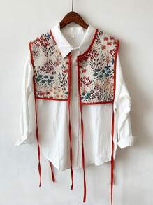 1pc Women's Retro Floral Embroidered Shawl, Suitable For Daily Wear