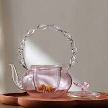 1个650毫升创意蝴蝶形玻璃茶壶带浸泡器 回到学校