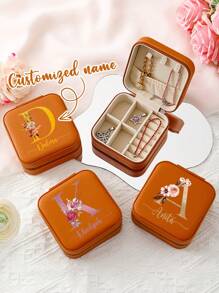 Customized Jewelry Organizer Box With Name Birthday Gifts For Women, Mom Personalized Jewelry Travel Case, Customized Bridesmaid Gift Jewelry Box, Portable Mini Jewelry Stand For Rings, Earrings And Necklaces Unique Ideal Gifts For Him Her, Boyfriend, Girlfriend, Dad, Mom, Family, Friends, Son, Daughter For Anniversaries, For Valentine's Day, For Mother's Day, For Birthdays, For Children's Day, For Father's Day, Bathroom Back To School,Home Refresh,Customized Jewelry Boxes,Easy Comfort