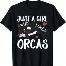 Solo una chica que ama las orcas, regalo lindo de la orca asesina, camiseta para mujer - Negro - Ver 1