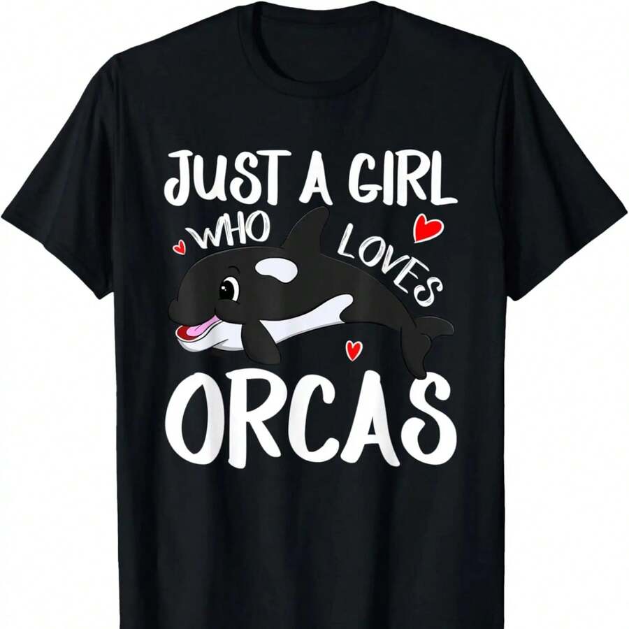 Solo una chica que ama las orcas, regalo lindo de la orca asesina, camiseta para mujer - Negro - Ver 1