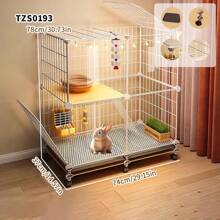 Jaula grande para conejo de fácil montaje con caja de arena, casa villa de gran tamaño para uso doméstico, jaula móvil conveniente para mascotas pequeñas