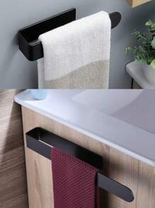 1pc Punch-Free Bathroom Towel Bar, Wall Mounted Towel Rack, Bathroom Hanger For Towels, Rags & Bath Towels, Strong Self-Adhesive, Glue Installation, Bathroom Storage Rack, Bathroom Accessories, Room Decor