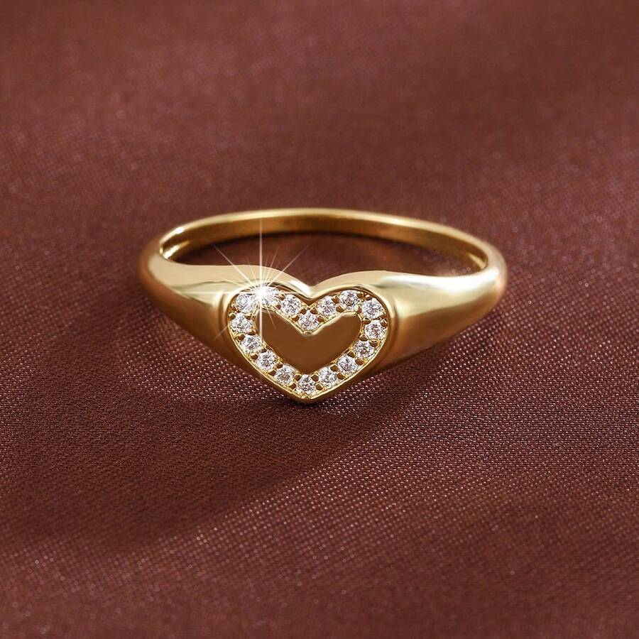 1pc Synthetic Zirconia Love Shape Design Women's Ring