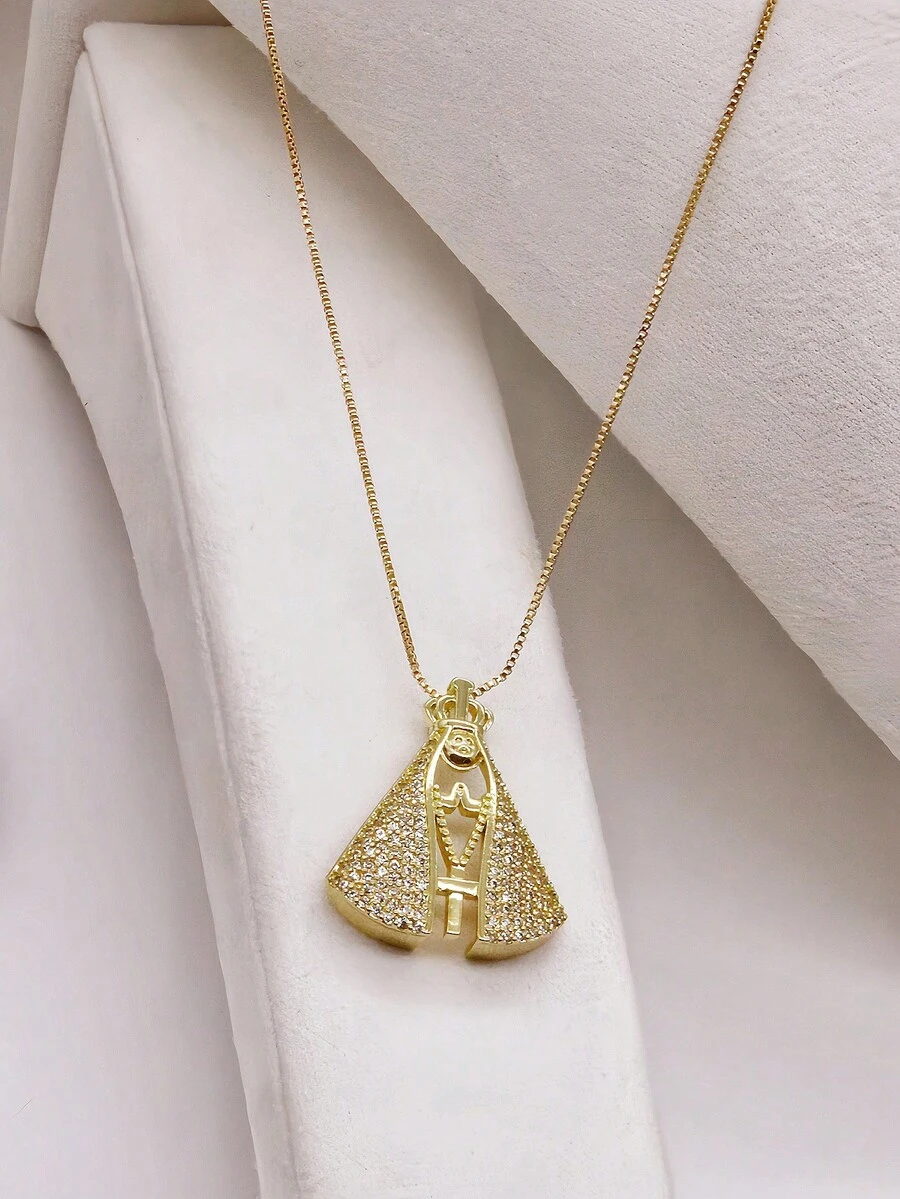 Gold Necklace With Our Lady Of Aparecida Pendant - Gold - View 1