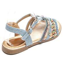 Sandales Plates Bohèmes à Brides Fantaisie Multicolores Et Strass - JEANS - View 4