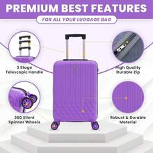 29" Large Suitcase Lightweight 4 Wheel Spinner ABS Hard Shell Luggage For 23kg 100 Litre - Purple - View 3
