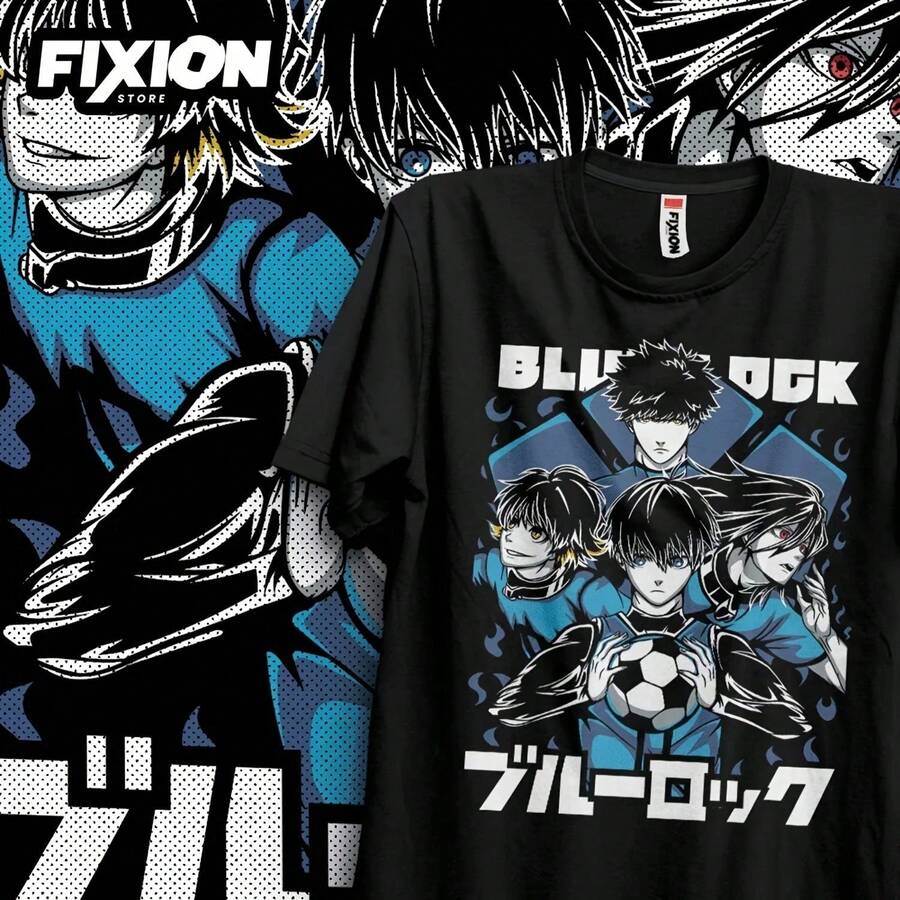 Manga T-Shirt Blue Lock [N] L#01 Anime Tee - màu đen - Xem 1