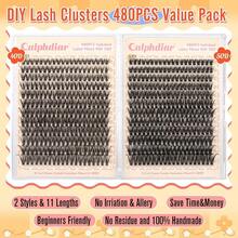 Grupos de pestañas 30D+40D+50D+60D+80D+100D, pestañas individuales vaporosas, extensiones de pestañas en forma de D de 476 piezas de 10-16MM, pestañas naturales, kits de extensión de pestañas en grupos para principiantes - D-40D+50D - Ver 2