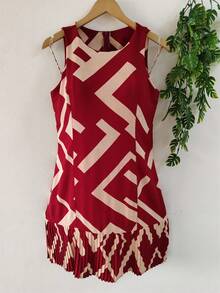 Plain  Dress With Fake - Burgundy - View 1