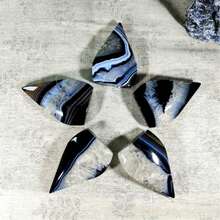 1pc Natural Crystal Black Agate Geode Flame Shaped Polished Specimen Home Decor Crystal Crafts - Black and White - View 10