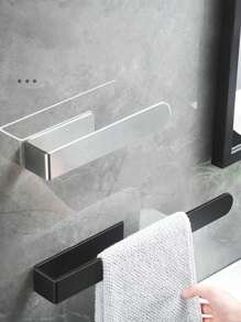 1pc Punch-Free Bathroom Towel Bar, Wall Mounted Towel Rack, Bathroom Hanger For Towels, Rags & Bath Towels, Strong Self-Adhesive, Glue Installation, Bathroom Storage Rack, Bathroom Accessories, Room Decor