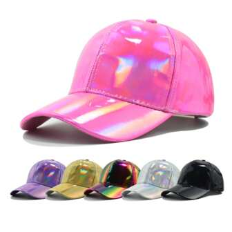 1pc Unisex Stylish Shiny Colorful Baseball Cap, Adjustable Size, Casual Snapback Hat