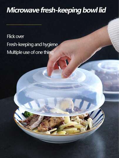 1 pieza Tapa para microondas resistente al calor, tapa aislada para verduras, tapa de plástico para alimentos, tapa resistente al calor para alimentos, tapa de conservación anti-olor para refrigerador, utensilios de conservación diaria de cocina, tapa universal a prueba de salpicaduras, recipiente para alimentos, para accesorios de cocina, cocina, alimentos, camping, decoración de habitaciones