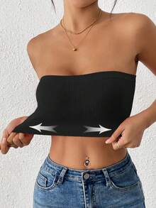 LianShengFa 1pc Seamless Ribbed High Stretch Wireless Yoga Tank Top For Women, Soft, Breathable, Supportive Sports Bra For Fitness, Can Be Worn As Outerwear - Black - View 6