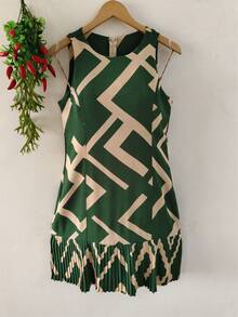 Plain  Dress With Fake - Green - View 1