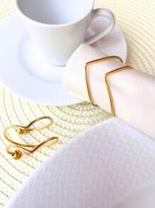 6 ou 12 Argola Porta Guardanapo Mesa Posta Minimalista Dourado Casamento
