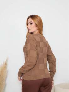 Women's Winter Knitted Blouse Boho  Square Knit Elegant Simple Casual Wool-Like Fabric Textured Knit Evening Holiday Wedding Office Street Travel Brunch Fall/Winter - 米色 - 查看 4