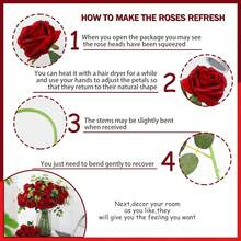 1/5/10/20pcs Artificial Deep Red Rose, Fake Rose, Suitable For DIY Wedding Bouquet, Tabletop Decor, Bridal Shower, Valentine's Day Decoration, Baby Shower, Home Decor, Indoor/Outdoor Decoration