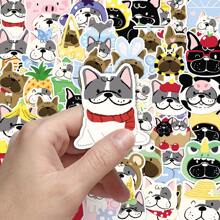 50pcs Cartoon Animal Bulldog Doodle Hand Painted Original Cute Dog Decorative Storage Box Picture Book Home Stickers Wall Decor Room Decor