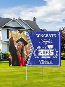 1pc Customized Campus Graduation Photo Lawn Plaque, Personalized 2025 Graduates' Names, Avatars, And School Names, Diy Commemorative Photo Set Decoration, High-Quality Materials Suitable For Outdoor Courtyard Use - Multicolor - View 5