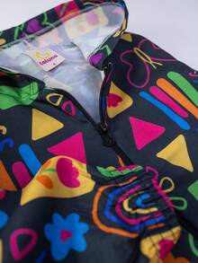Girls' Windbreaker Set With Hood Pop Retro Black 0565 - Laluna - 黑色 - 查看 2