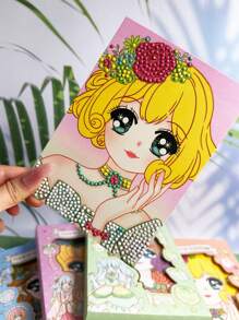 12 Stücke, süße Cartoon-Mädchen mit Handgriff, DIY Diamant Malset mit niedlichen kleinen Mädchen Mustern, kreative handgefertigte Diamant Aufkleber für Studenten, um Spaß am Handwerk zu erleben, die Konzentration zu verbessern und Spaß ins Leben zu bringen, geeignet für Anfänger für asymmetrisch geformte helle Diamant Bastelsets, als Geschenk für Studenten zum Schulanfang, Geburtstagsgeschenk, Feiertags-Geschenk, Wanddekoration für Zuhause im DIY Diamant Malerei Stil.