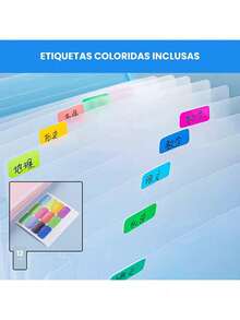 Accordion Folder For A4 Documents With Dividers And Waterproof Labels - 綠色 - 查看 5