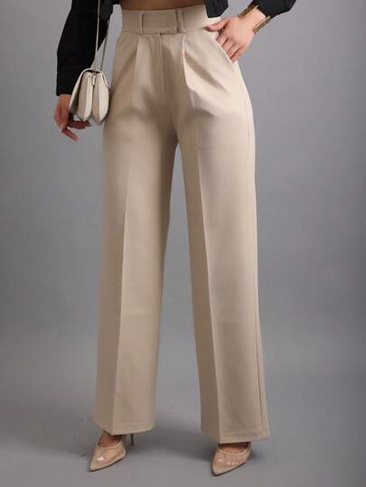 Pantalones de cintura alta con bolsillo en diagonal