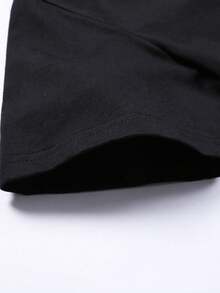 200g Pure Cotton T-Shirt 2025 Summer Ladies New Short Sleeve Pure Cotton Holiday Pattern Short Sleeve Round Neck Couple Wear Small Shirt Tops - 黑色 - 查看 3