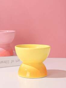 1pc Ombre Color Ceramic Cat/Dog Bowl With Raised Stand, Anti-Tilt Neck Protection Tilted Design Pet Bowl