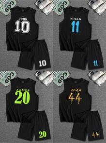 Conjunto personalizado de 2 piezas para hombres, chaleco y shorts, ropa deportiva casual, corte holgado. Ingrese su texto, nombre, lema, texto divertido, bendición, número de la suerte