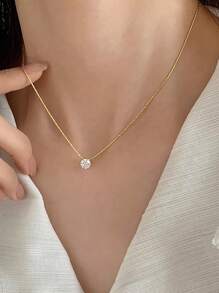 1 pieza Collar colgante estilo europeo y americano dorado para mujeres, gargantilla minimalista delicada de acero inoxidable, apta para uso diario, citas y fiestas
