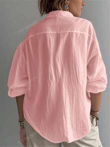 Women's Shirt Solid Color Daily Casual Long Sleeve Bishop Sleeve Shirt Collar Regular Tops Daily Patchwork Buttons