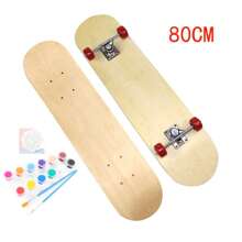 7-laags skateboard van blank esdoornhout, natuurlijke kleur, voor buiten, studenten, sport, creatieve doe-het-zelf-expressie, tekenen met de vrije hand, schilderen en kunstcadeaus. Inclusief verzending van willekeurige kleuren verf en wielen.
