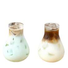 1pc High Borosilicate Glass Bubble Cup, Iced Latte Coffee Glass Cup, Heat Resistant Glass Cup For Coffee, Juice, Milk Tea