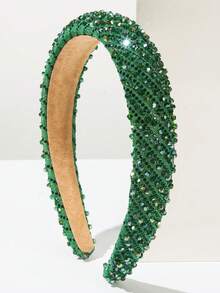 1pc Plain Sponge Headband, Fashionable Shiny Crystal Decorative Band, Versatile Lady Headpiece For Daily Wear, Simple Korean Style Hairband Hair Hoop - Multicolor - View 21