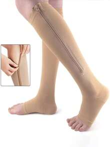 1PC Elastic Socks Cycling Long Tube Compression Socks For Men And Women Calf Outdoor Fitness Jogging Sports Compression Socks - Apricot - View 2