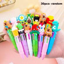 Set de 1/4/20/8/10/24/12 piezas Bolígrafos de 4 colores mini con diseños de dibujos animados lindos y aleatorios, pluma de color de 4 colores, pluma para manualidades, tinta de 4 colores, para estudiantes, oficina, útiles escolares y regalos, con recambio de 0.7mm, esenciales para volver a la escuela