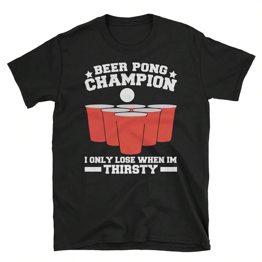 Camiseta Campeón de Beer Pong, Camiseta Beer Pong, Regalo divertido para amantes de la cerveza - Negro - Ver 1