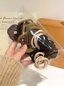 200pcs/100pcs All-Match Black, White, Khaki, Brown, Dark Coffee Random Mixed High Elastic No Damage Hair Band Scrunchies, Fashionable Versatile Elegant Minimalist Hair Accessories Suitable For Daily Outing, Casual, Party, Commute, Vacation, Face Washing, Bathing, Makeup, Hairstyling