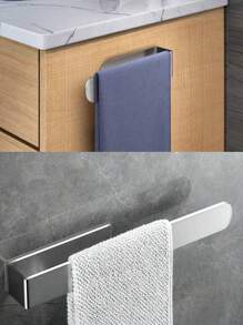 1pc Punch-Free Bathroom Towel Bar, Wall Mounted Towel Rack, Bathroom Hanger For Towels, Rags & Bath Towels, Strong Self-Adhesive, Glue Installation, Bathroom Storage Rack, Bathroom Accessories, Room Decor