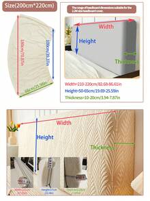 1 件床头板套，叶子图案，提花编织，高弹性，防脏，柔软亲肤，卧室床头板保护套，适合床头板尺寸 1.2M/1.5M/1.8M/2.0M/2.2M - 米色 - 查看 17