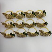 New Rhinestone Pumpkin Pattern Napkin Rings, Wholesale Hotel Tableware Napkin Holders, Holiday Dinning Accessories