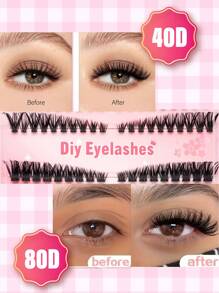 Curl D DIY ラッシュクラスター 40D 8-16mm つけま つけまつげ延長キット 216個入り自己適用用