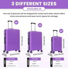 29" Large Suitcase Lightweight 4 Wheel Spinner ABS Hard Shell Luggage For 23kg 100 Litre - Purple - View 8