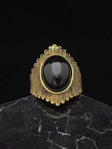 2025 Fashion High Quality Golden Beautiful Black Rhinestones Rings Artificial Crystal Royal Black Rings Valentine's Day Gift - Gold Ring - View 4